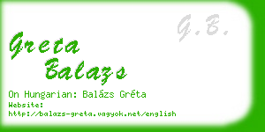 greta balazs business card